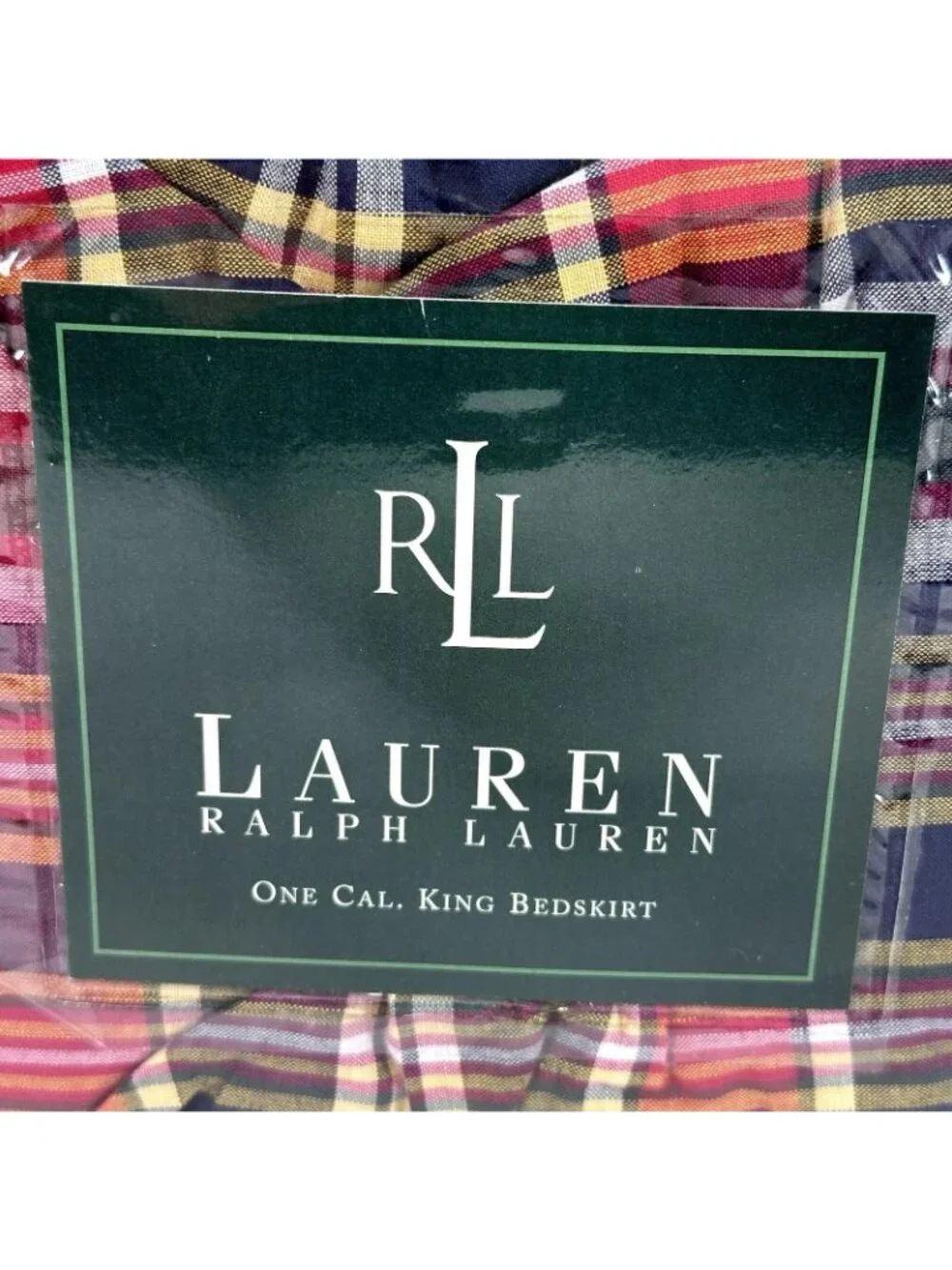 Vintage Ralph Lauren Bedskirt Garrison Plaid WESTERN KING Dust Ruffle 15